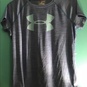 A very nice blue and light blue under-amour shirt